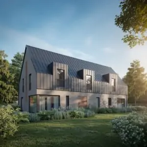 jasna elewacja i grafitowy dach