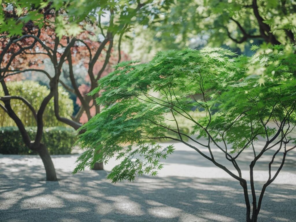Drzewko całoroczne w ogrodzie z zielonymi liśćmi